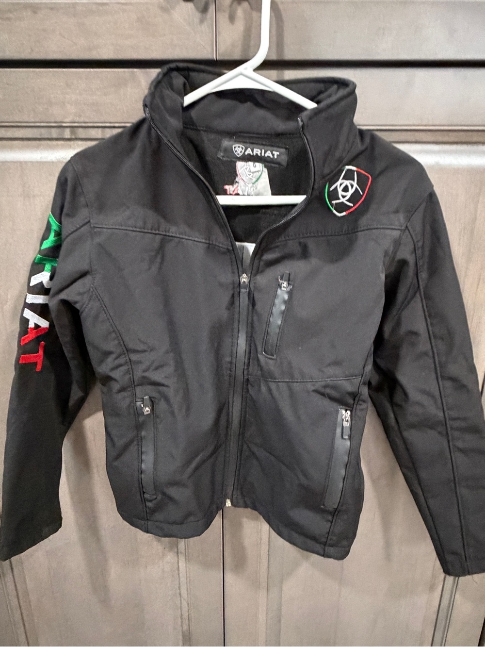 Ariat Youth Large New Team Softshell Mexico Jacket Black Water Resistant Zip